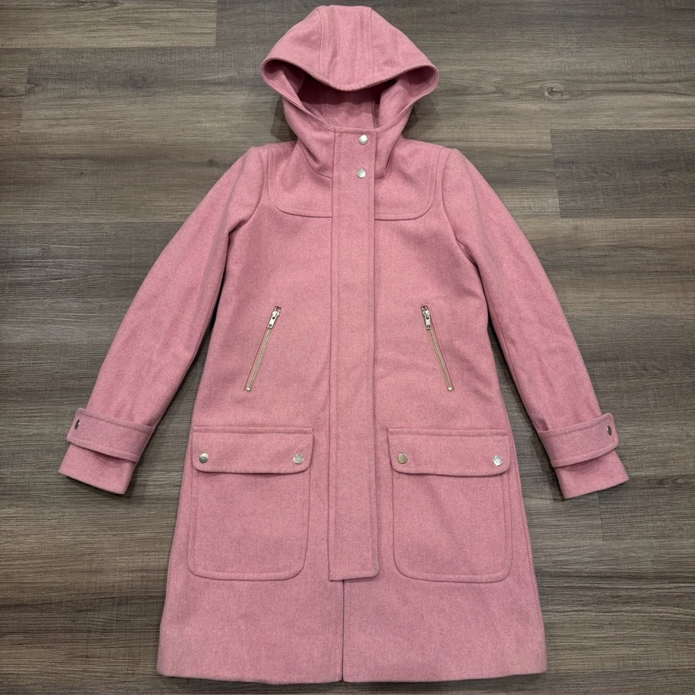 J. Crew Pink Hooded Trench Coat Size 00